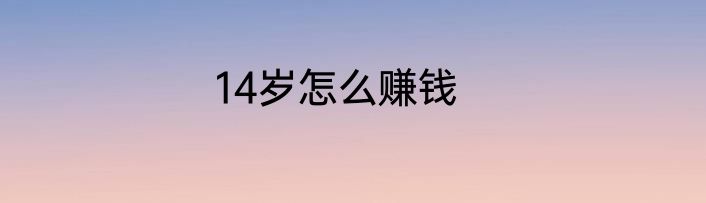 14岁怎么赚钱