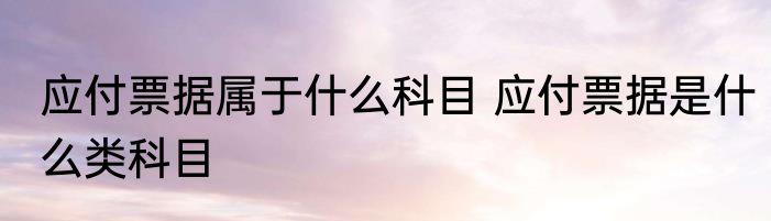 应付票据属于什么科目 应付票据是什么类科目