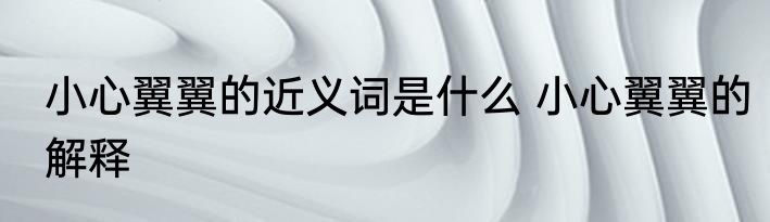 小心翼翼的近义词是什么 小心翼翼的解释