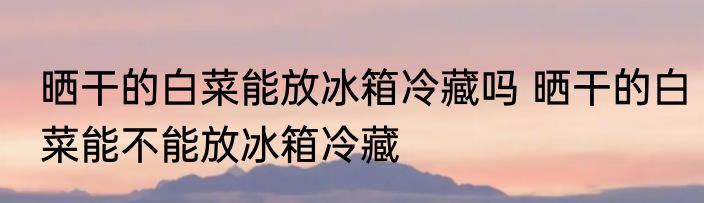 晒干的白菜能放冰箱冷藏吗 晒干的白菜能不能放冰箱冷藏
