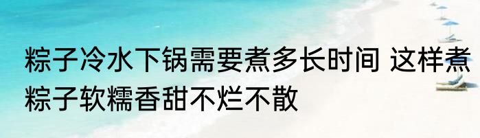 粽子冷水下锅需要煮多长时间 这样煮粽子软糯香甜不烂不散