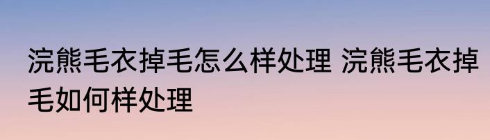 浣熊毛衣掉毛怎么样处理 浣熊毛衣掉毛如何样处理