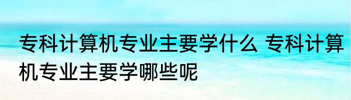 专科计算机专业主要学什么 专科计算机专业主要学哪些呢