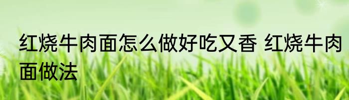 红烧牛肉面怎么做好吃又香 红烧牛肉面做法
