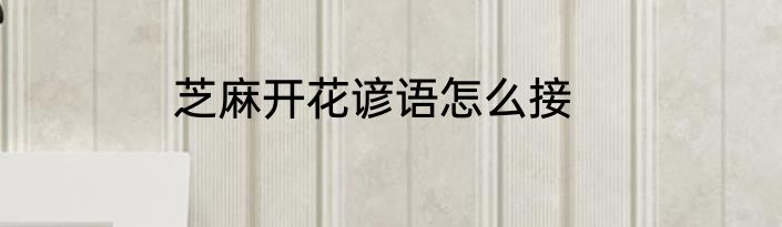 芝麻开花谚语怎么接