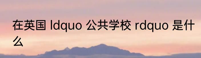 在英国 ldquo 公共学校 rdquo 是什么