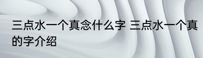 三点水一个真念什么字 三点水一个真的字介绍