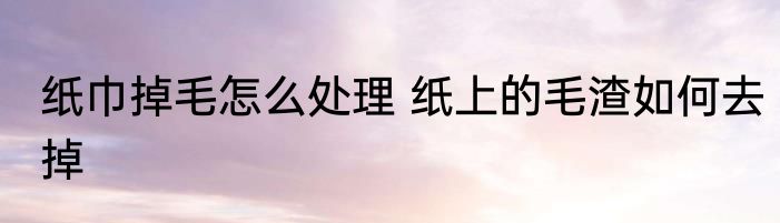 纸巾掉毛怎么处理 纸上的毛渣如何去掉