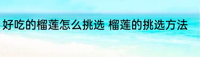 好吃的榴莲怎么挑选 榴莲的挑选方法