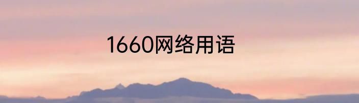 1660网络用语