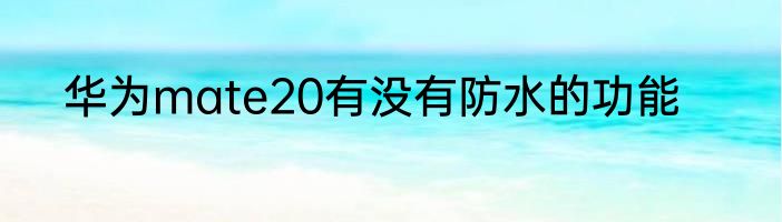 华为mate20有没有防水的功能
