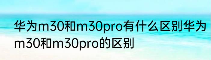 华为m30和m30pro有什么区别华为m30和m30pro的区别