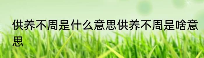 供养不周是什么意思供养不周是啥意思