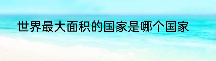 世界最大面积的国家是哪个国家