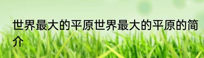 世界最大的平原世界最大的平原的简介