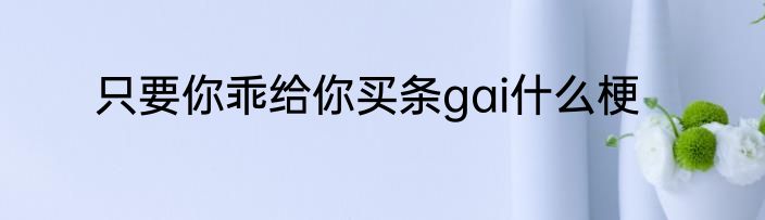 只要你乖给你买条gai什么梗