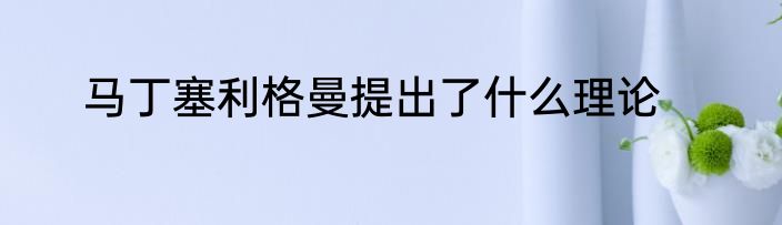 马丁塞利格曼提出了什么理论