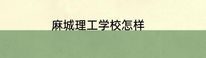 麻城理工学校怎样