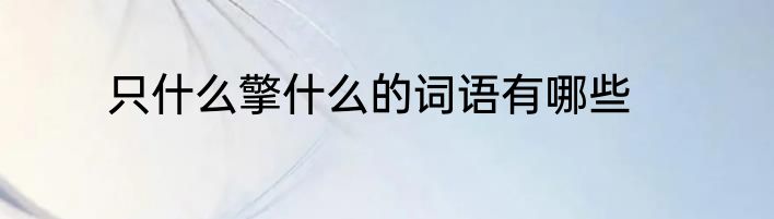 只什么擎什么的词语有哪些