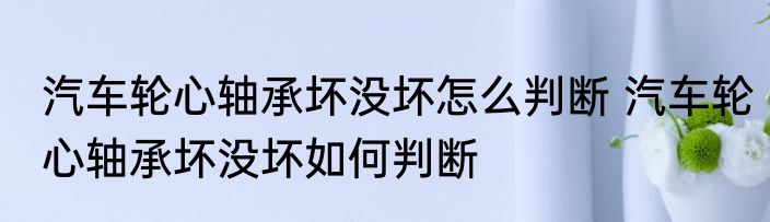 汽车轮心轴承坏没坏怎么判断 汽车轮心轴承坏没坏如何判断