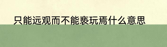 只能远观而不能亵玩焉什么意思