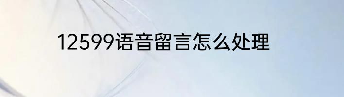 12599语音留言怎么处理