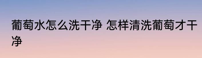 葡萄水怎么洗干净 怎样清洗葡萄才干净