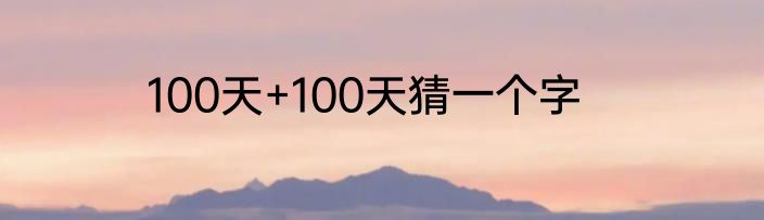 100天+100天猜一个字