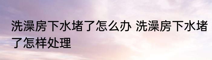 洗澡房下水堵了怎么办 洗澡房下水堵了怎样处理