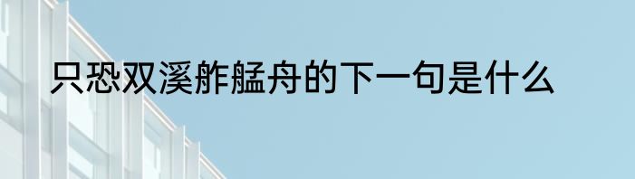 只恐双溪舴艋舟的下一句是什么