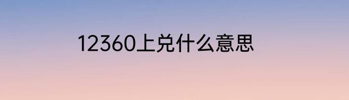 12360上兑什么意思