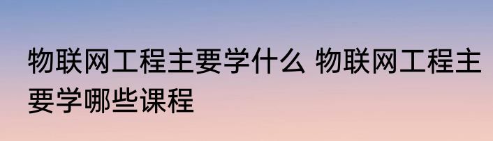 物联网工程主要学什么 物联网工程主要学哪些课程