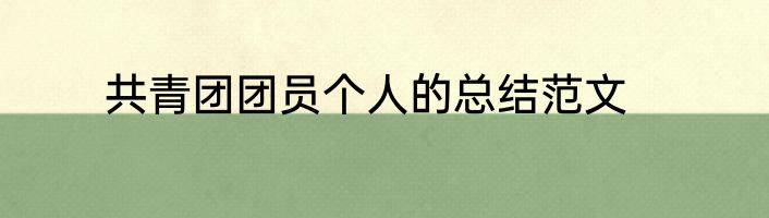 共青团团员个人的总结范文