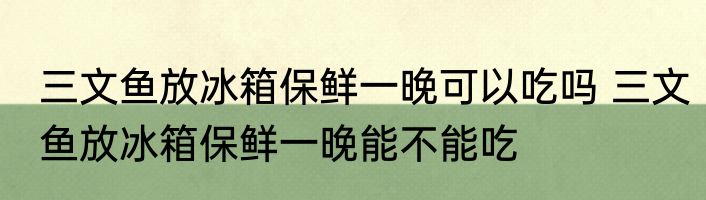 三文鱼放冰箱保鲜一晚可以吃吗 三文鱼放冰箱保鲜一晚能不能吃