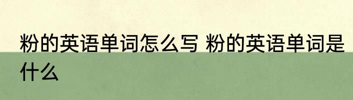 粉的英语单词怎么写 粉的英语单词是什么