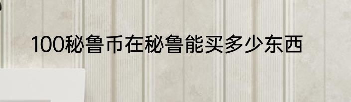100秘鲁币在秘鲁能买多少东西