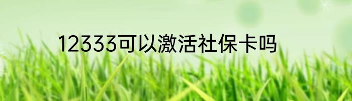 12333可以激活社保卡吗
