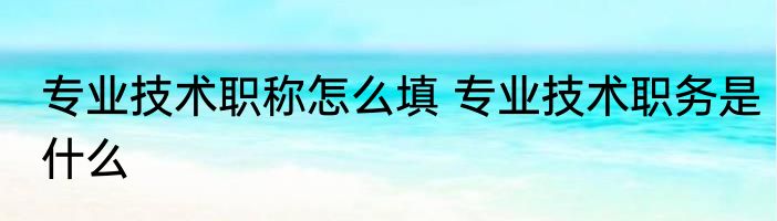 专业技术职称怎么填 专业技术职务是什么