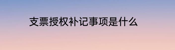 支票授权补记事项是什么