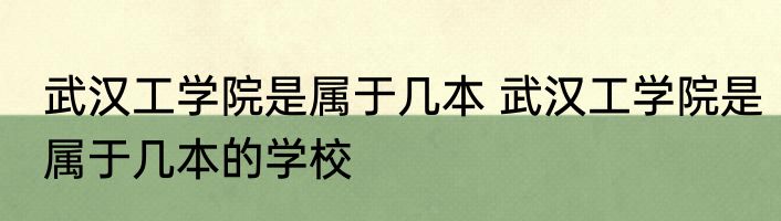 武汉工学院是属于几本 武汉工学院是属于几本的学校