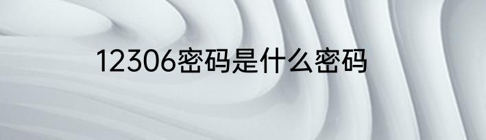 12306密码是什么密码
