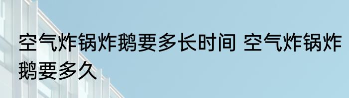 空气炸锅炸鹅要多长时间 空气炸锅炸鹅要多久