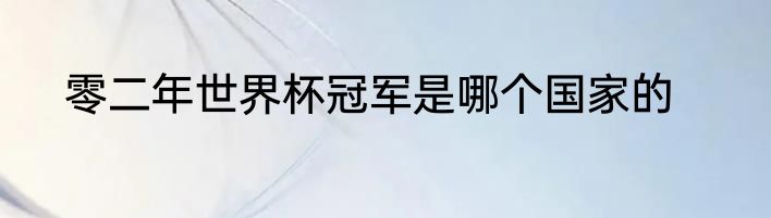 零二年世界杯冠军是哪个国家的