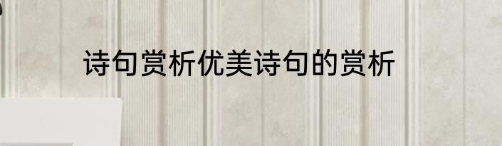 诗句赏析优美诗句的赏析