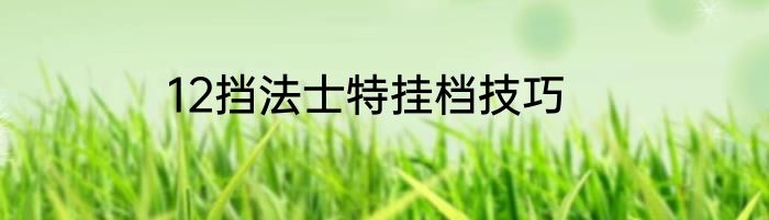 12挡法士特挂档技巧