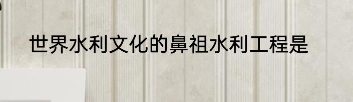 世界水利文化的鼻祖水利工程是
