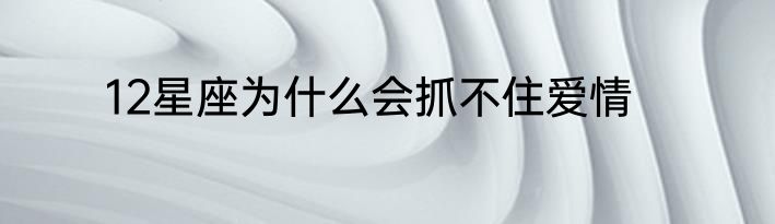 12星座为什么会抓不住爱情