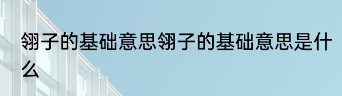 翎子的基础意思翎子的基础意思是什么