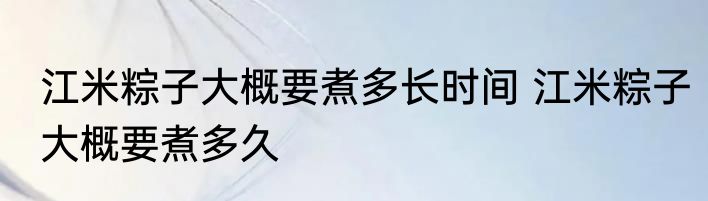 江米粽子大概要煮多长时间 江米粽子大概要煮多久