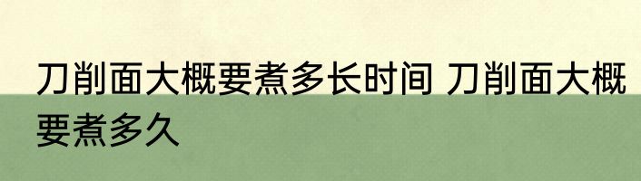 刀削面大概要煮多长时间 刀削面大概要煮多久